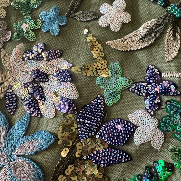 Elegant Green Floral Long Sleeve Dress - Picture 11 of 15